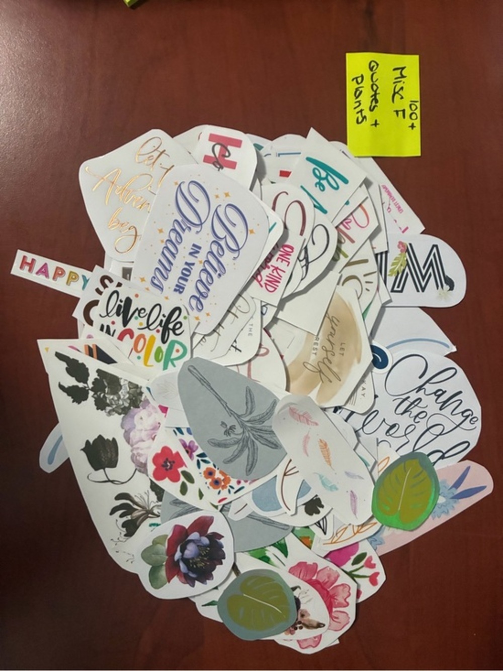 Assorted Colorful Floral & Quote Sticker Pack - Home Design
